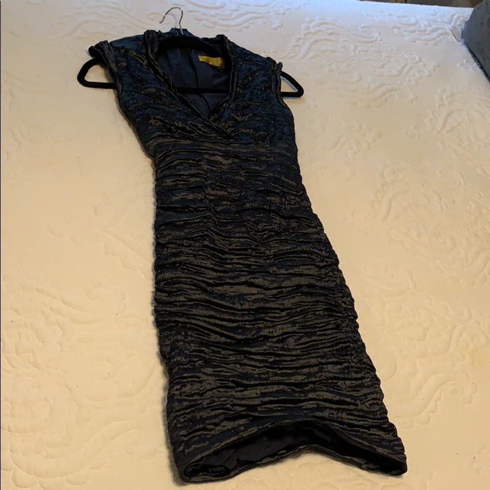 Nicolle Miller Blue Crinkle Cap Sleeve Dress